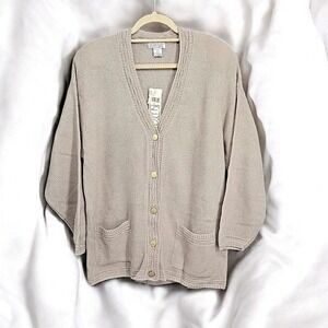 VTG Lindsey Blake Knit Cardigan Sweater Pockets Gold Buttons Acrylic Woman Large